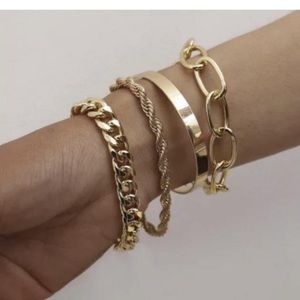 Gold Bangle Bracelet Set, Lux Fashion Jewelry